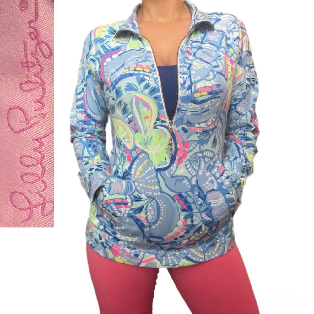 Lilly Pulitzer 50+ UPF Skipper Popover | Blue Peri Pinch | Small | Excellent